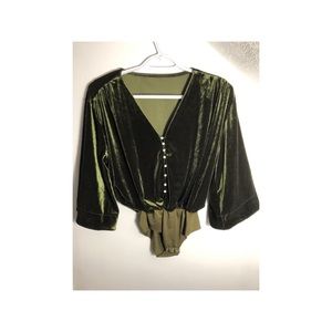 VELVET GREEN VINTAGE 70s BODYSUIT